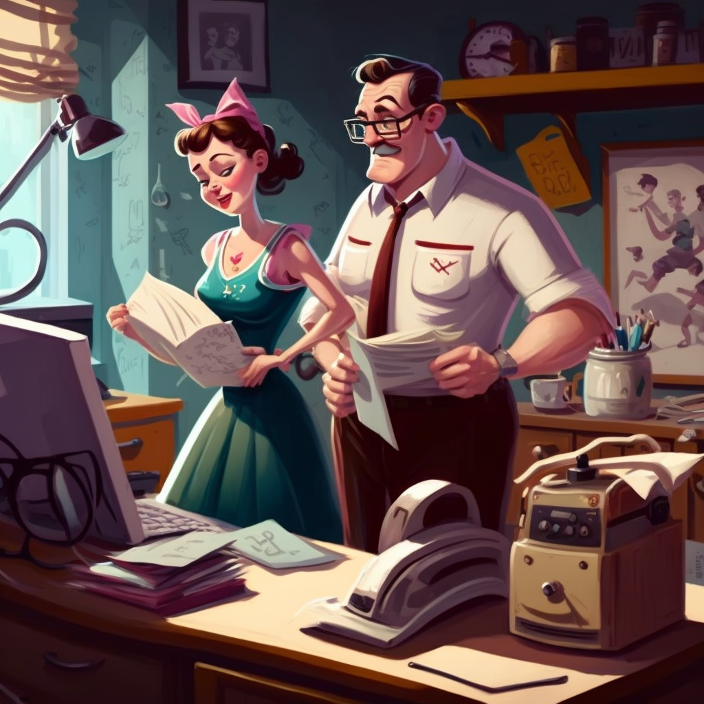 Man and woman working