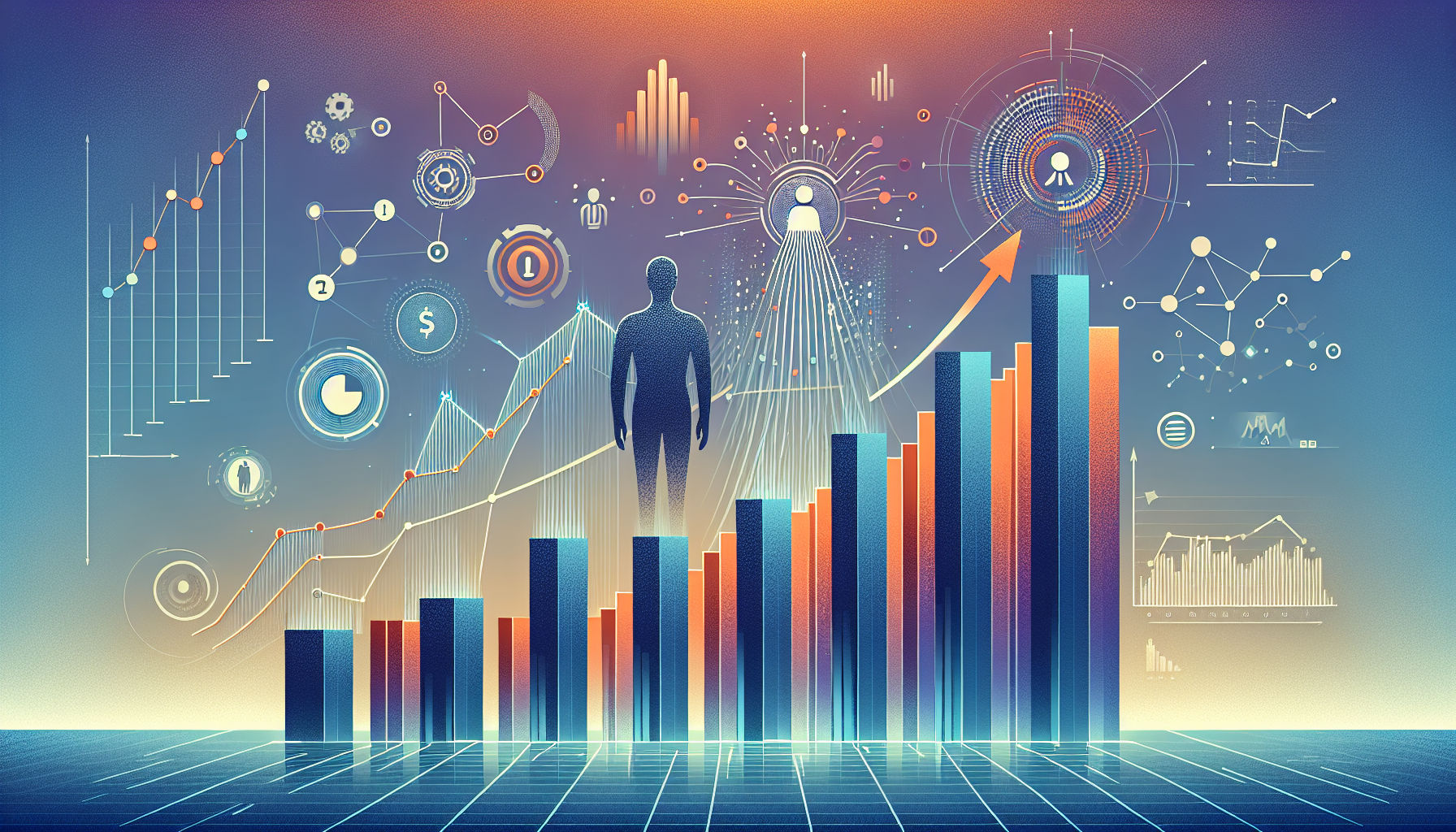 Abstract AI influence on bull market trends illustration