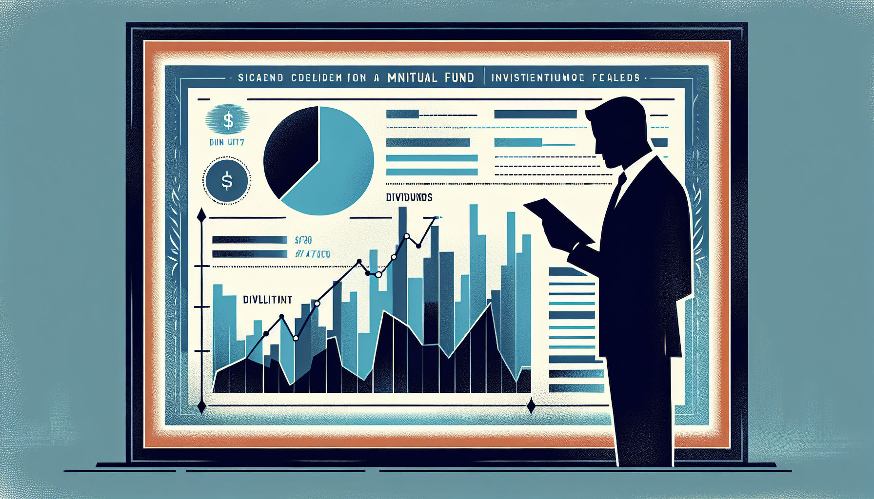 Abstract illustration of a person examining a mutual fund certificate for dividend mutual funds