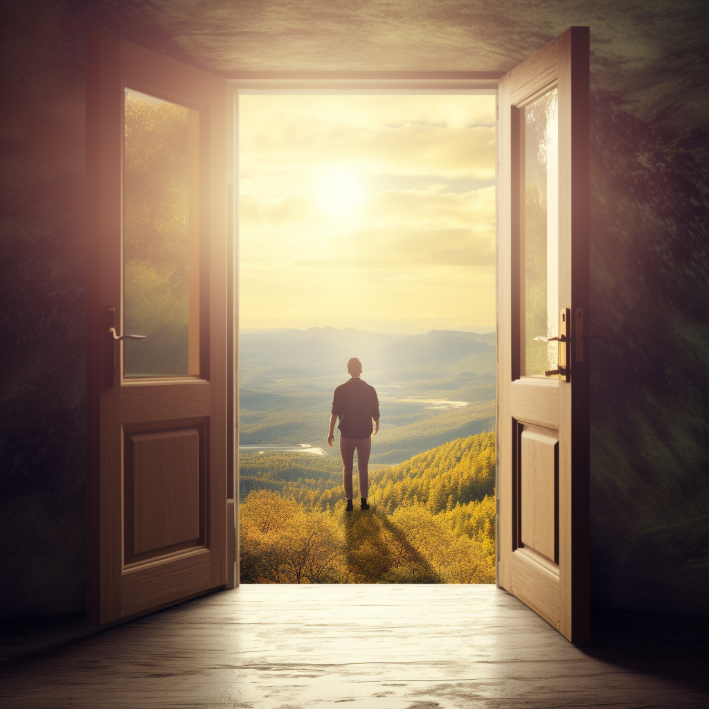 person opening a door and discovering