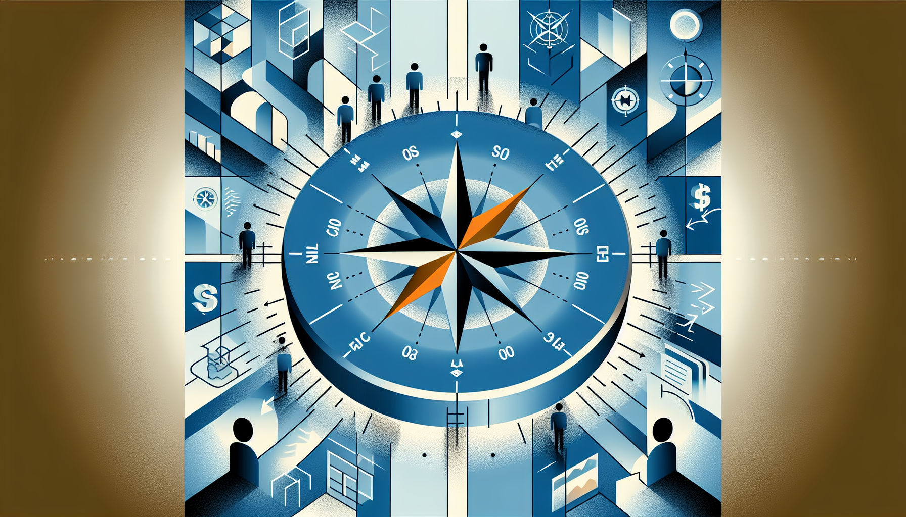 Compass with financial icons representing roi meaning